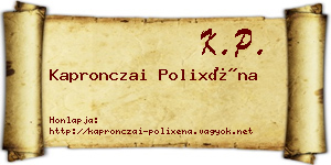 Kapronczai Polixéna névjegykártya